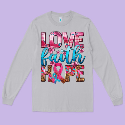 Love Faith Hope With Cancer Ribbon  Ado Long Sleeve Tee Designed By Adodesignshop