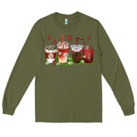 Army Green coffee cups lady bug with daisies Long Sleeve Tee - texasbilliewilder