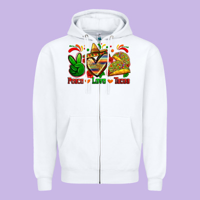 Peace Love Tacos Zipper Hoodie Designed By Zillion Design Studio