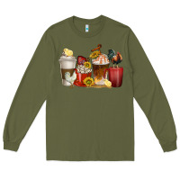 Army Green coffee cups rooster Long Sleeve Tee - texasbilliewilder