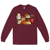 Burgundy coffee cups rooster Long Sleeve Tee - texasbilliewilder