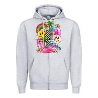 Heather Grey summer smile face and beach vibes with rainbow tbw Zipper Hoodie - texasbilliewilder