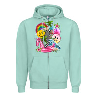 Seafoam summer smile face and beach vibes with rainbow tbw Zipper Hoodie - texasbilliewilder