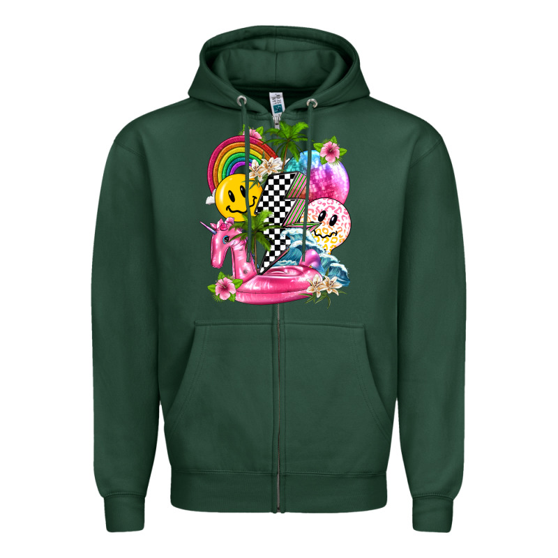 Summer Smile Face And Beach Vibes With Rainbow Tbw Zipper Hoodie by texasbilliewilder | Teevron