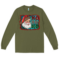 Army Green Santa Ho Ho Ho Long Sleeve Tee - RanaPortraitStore