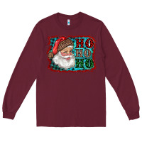 Burgundy Santa Ho Ho Ho Long Sleeve Tee - RanaPortraitStore