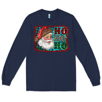 Navy Santa Ho Ho Ho Long Sleeve Tee - RanaPortraitStore