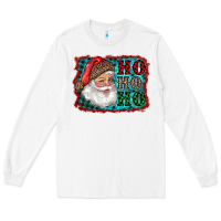 White Santa Ho Ho Ho Long Sleeve Tee - RanaPortraitStore