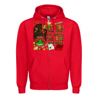 Red messy bun face mask & getting stuff done  #nurselife Zipper Hoodie - Zillion Design Studio