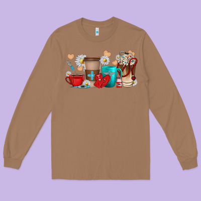 Long Sleeve Tee Nurse coffee cups