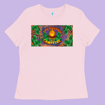 Life Is Better Around The Campfire License Plate Ladies Tee Designed By Barkaloodesign
