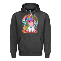 Charcoal Heather summer unicorn tbw Zipper Hoodie - texasbilliewilder