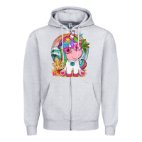 Heather Grey summer unicorn tbw Zipper Hoodie - texasbilliewilder