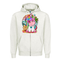Oatmeal Heather summer unicorn tbw Zipper Hoodie - texasbilliewilder