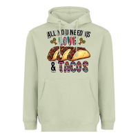 Matcha All You Need Is Love And Tacos Heavyweight Hoodie - CowhideDigitalArt