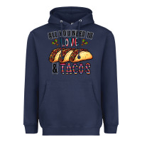 Navy All You Need Is Love And Tacos Heavyweight Hoodie - CowhideDigitalArt