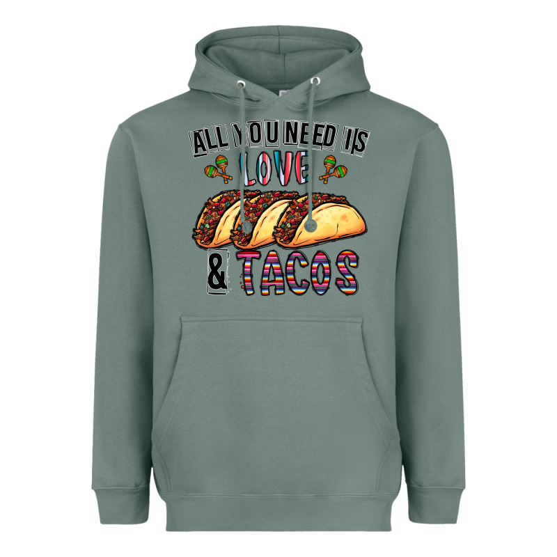 All You Need Is Love And Tacos Heavyweight Hoodie by CowhideDigitalArt | Teevron