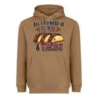 Toasted Coconut All You Need Is Love And Tacos Heavyweight Hoodie - CowhideDigitalArt