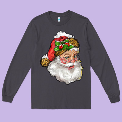Long Sleeve Tee Santa Claus With Snow