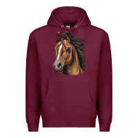 Burgundy quarter horse portrait Premium Hoodie - LillyAllenDesigns