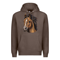 Coffee quarter horse portrait Premium Hoodie - LillyAllenDesigns