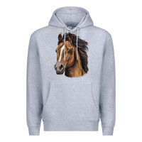 Heather Grey quarter horse portrait Premium Hoodie - LillyAllenDesigns