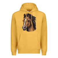 Mustard quarter horse portrait Premium Hoodie - LillyAllenDesigns