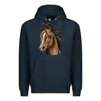 Navy quarter horse portrait Premium Hoodie - LillyAllenDesigns