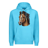 Ocean Blue quarter horse portrait Premium Hoodie - LillyAllenDesigns