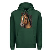 Sports Green quarter horse portrait Premium Hoodie - LillyAllenDesigns