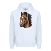 White quarter horse portrait Premium Hoodie - LillyAllenDesigns
