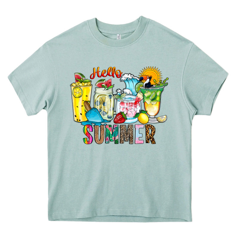 Hello Summer Drink Heavy Core Tee by CowhideDigitalArt | Teevron