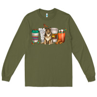 Army Green collie dog coffee cups Long Sleeve Tee - texasbilliewilder