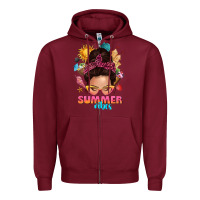 Burgundy summer vibes messy bun tbw Zipper Hoodie - texasbilliewilder
