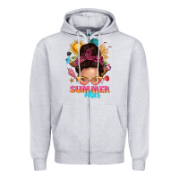 Heather Grey summer vibes messy bun tbw Zipper Hoodie - texasbilliewilder
