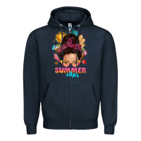 Navy summer vibes messy bun tbw Zipper Hoodie - texasbilliewilder