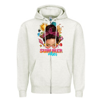 Oatmeal Heather summer vibes messy bun tbw Zipper Hoodie - texasbilliewilder
