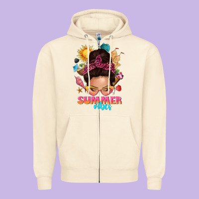 Summer Vibes Messy Bun Tbw Zipper Hoodie Designed By Texasbilliewilder