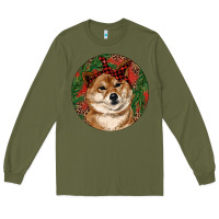 Army Green Shiba Inu Christmas Long Sleeve Tee - RanaPortraitStore