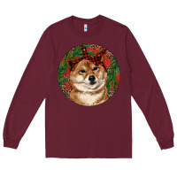 Burgundy Shiba Inu Christmas Long Sleeve Tee - RanaPortraitStore