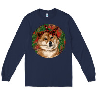 Navy Shiba Inu Christmas Long Sleeve Tee - RanaPortraitStore