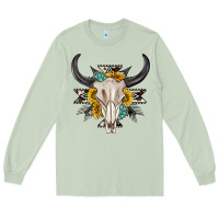 Matcha cow aztec western bull skull Long Sleeve Tee - texasbilliewilder