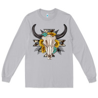 Moon Dust cow aztec western bull skull Long Sleeve Tee - texasbilliewilder