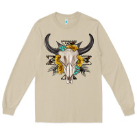 Mushroom cow aztec western bull skull Long Sleeve Tee - texasbilliewilder