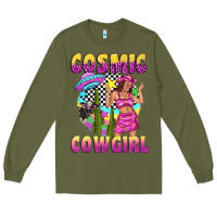 Army Green cosmic cowgirl Long Sleeve Tee - texasbilliewilder