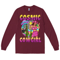 Burgundy cosmic cowgirl Long Sleeve Tee - texasbilliewilder