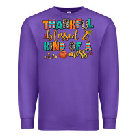 Purple thankful  blessed and kind of a mess Premium Sweatshirt - AdoDesignShop