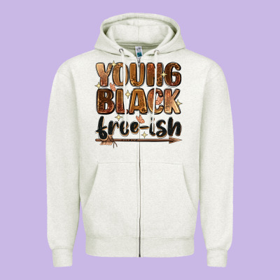 Young Black Free Ish Zipper Hoodie Designed By Zillion Design Studio