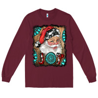 Burgundy Santa Claus Joy Long Sleeve Tee - RanaPortraitStore