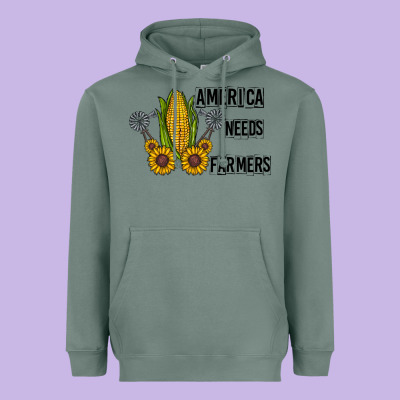 America Needs Farmers Heavyweight Hoodie Designed By Cowhidedigitalart